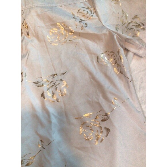 Zeroyaa Mens Small Short Sleeve Button Up White Shiny Gold Paisley Shirt - Picture 15 of 16